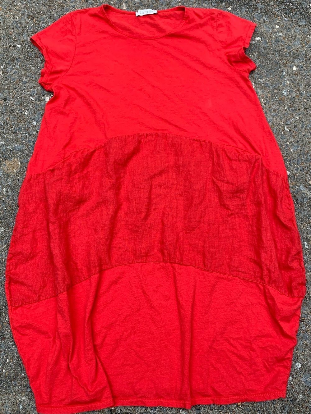 LiabellaāLagenlook Linen Blend Red Dress with Pockets Made in Italy